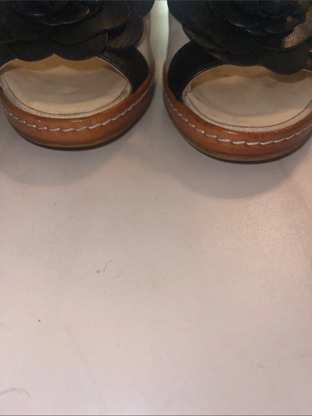 Chanel Two-tone Canvas Wedges 36 CC logo slides